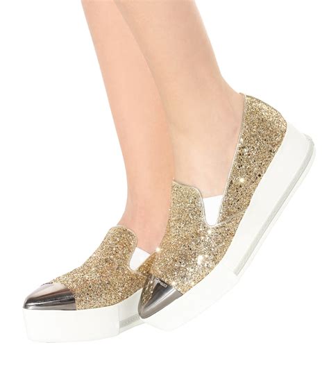 miu miu slip on sneakers white|Women's glitter and chunky sneakers .